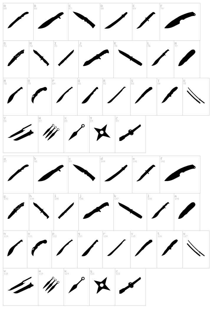 Edgebat TFB font map